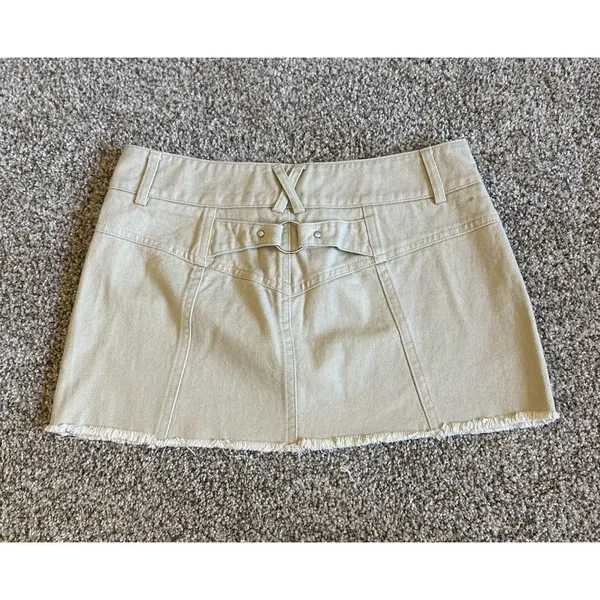Edikted Khaki Metal O-Ring Miniskirt Distressed Hem S NWT - Image 5