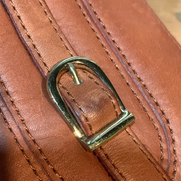 Vintage 70s Brown Genuine Leather Clutch Purse Envelope Style Hand Bag - Image 4