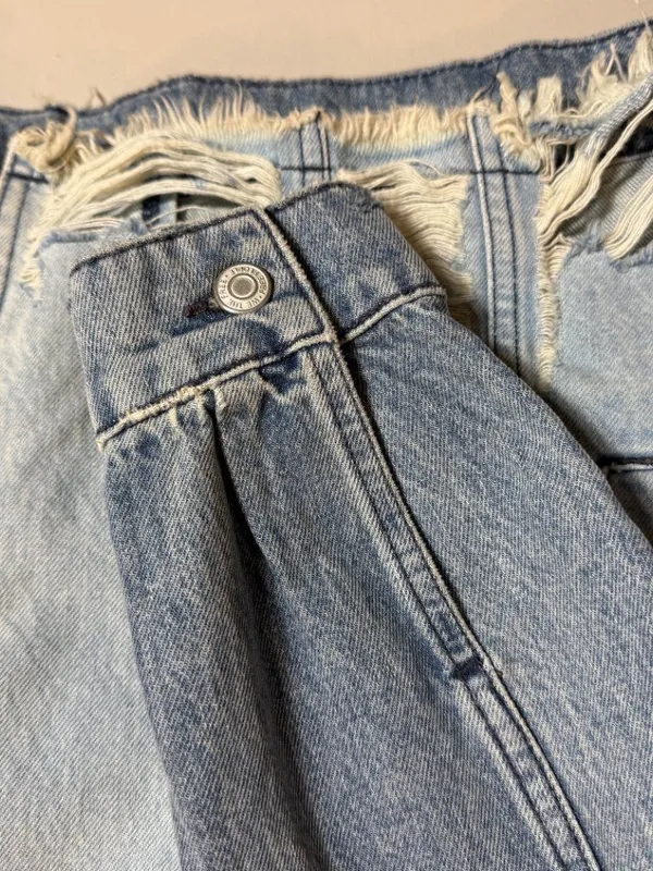 Free People We The Free Your Dad's Distressed Denim Jean Jacket Women's Medium - Image 13