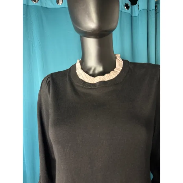 Adrianna Papell Black Pink‎ Polka Dot Layered Sweater Size S - Image 2