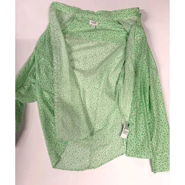 J.Crew Re-Imagined Green White Floral Ditsy Button Down Shirt BF817 Small - Image 5
