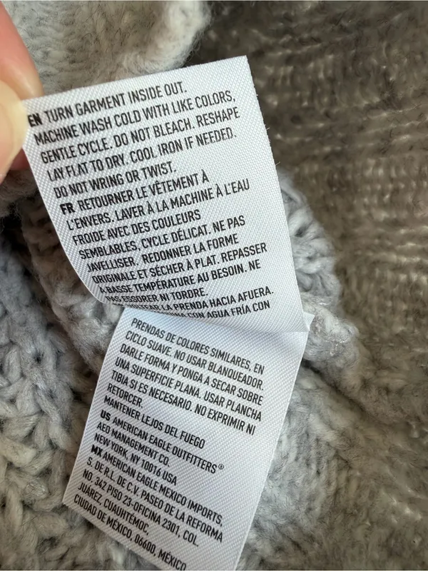 American Eagle Gray Chunky Knit Oversized Crewneck Sweater Women’s M - Image 7