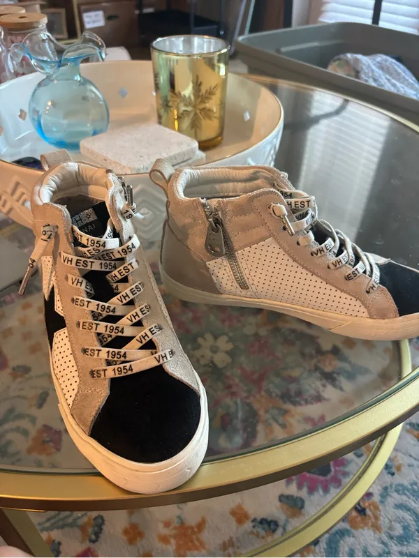 Vintage Havana Black & White High-Top Sneakers - Image 2
