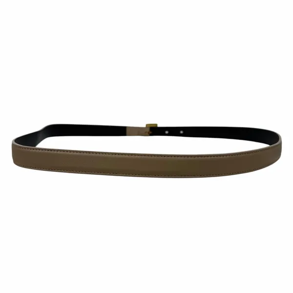 Saint Laurent Cassandre Logo Belt Square Buckle Leather Beige Size 90/36 - Image 7