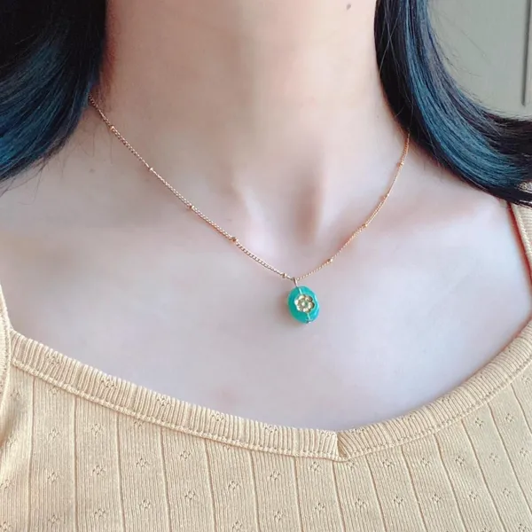 Handmade quality Czech glass bead good tone stainless steel necklace 💐🩵 - Image 5