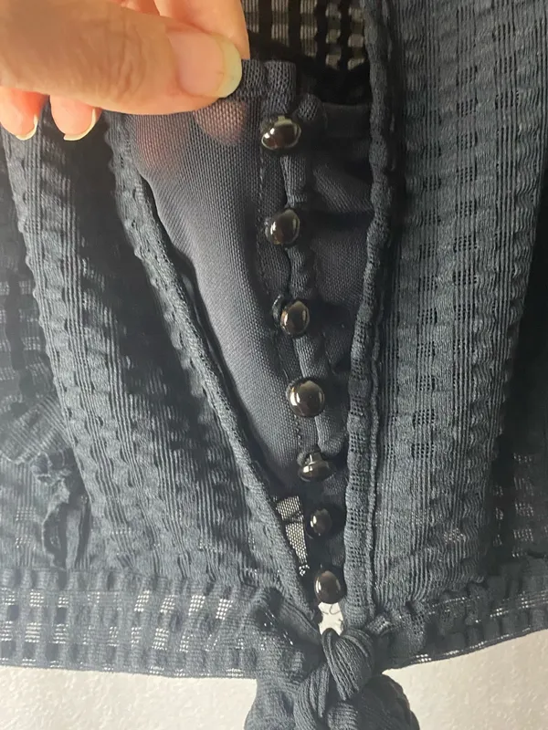 Maeve Anthropologie Black Ruffle Textured Goth Whimsygoth Witchy Blouse XS-S - Image 6
