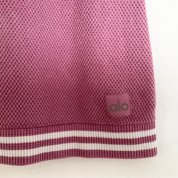 Alo Yoga Tennis Club Sweater Knit Dress Pink Wild Rose/White M - Image 4