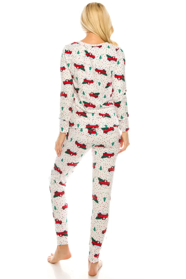 Christmas Tree Truck Pajama Set Red Size 1X - Image 3