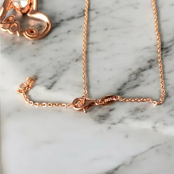 Rose Gold Plated Sterling Silver Floating Heart Love Necklace NIB - Image 4