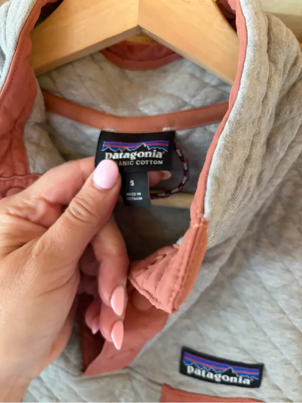 Patagonia Organic Cotton Quilt Snap-T Pullover Gray/Rust Pullover Sweatshirt SM - Image 4