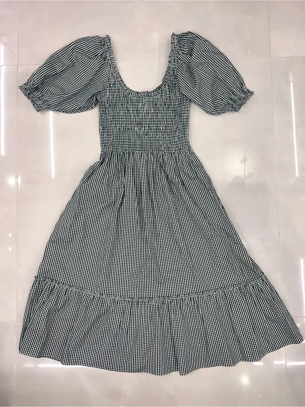The Hill House Home Louisa Nap Midi Dress in Emerald Green Gingham (Size Small) - Image 9