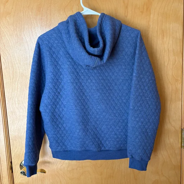 Marine Layer Quilted‎ Hoodie Women Small Blue Pullover Style 14025 Fall 2021 - Image 2