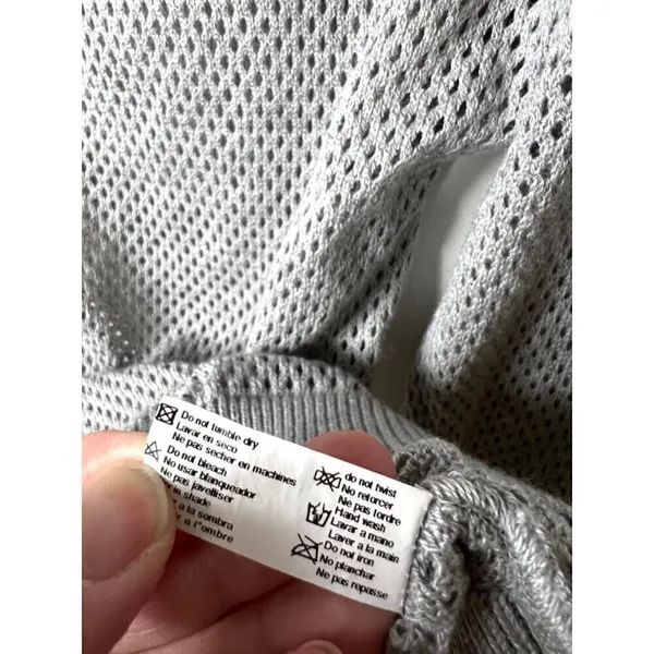 Maaji‎ Activewear Gray Mesh Knit Long Sleeve Sweater Crew Neck Women Medium - Image 6