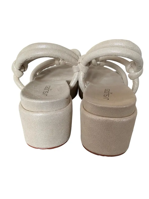 J/Slides Qayla Platform Metallic Suede Sandals Tan Silver size 8 - Image 6