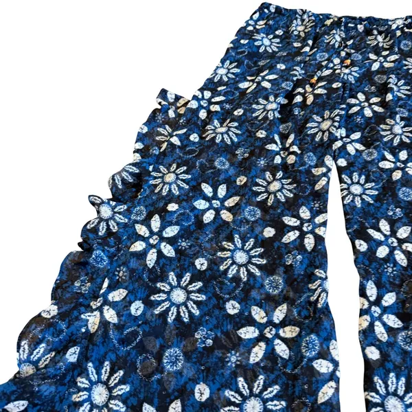 Bleu Rod Beattie Split Leg Swimsuit Coverup Pants Sheer Beach Floral Ruffle Med - Image 12