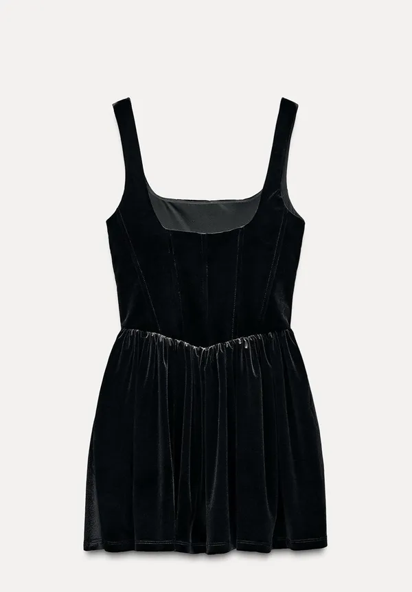 Zara dress corset holiday flowy velvet velour black mini evening - Image 8