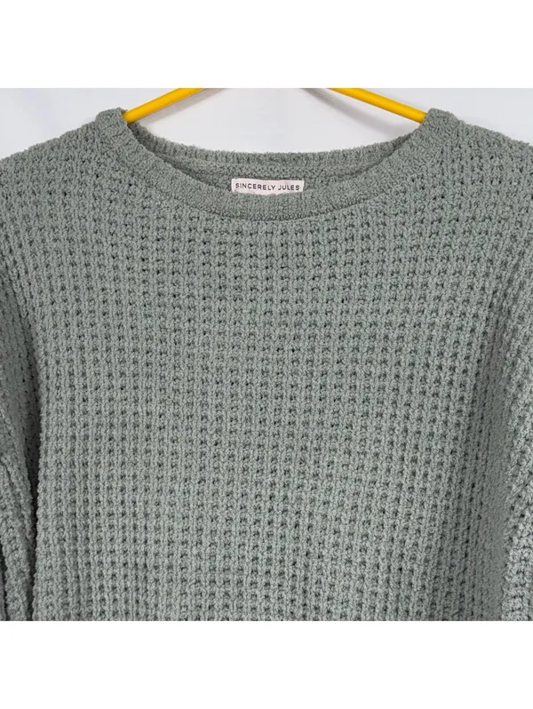 Sincerely Jules XS Sage Green Waffle Knit Sweater - Image 2