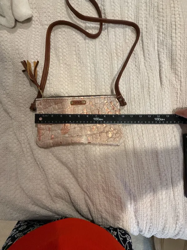 WAG Wild Goose Hair-On-Hide Leather Crossbody Wristlet with Rose Gold Foil - Image 6