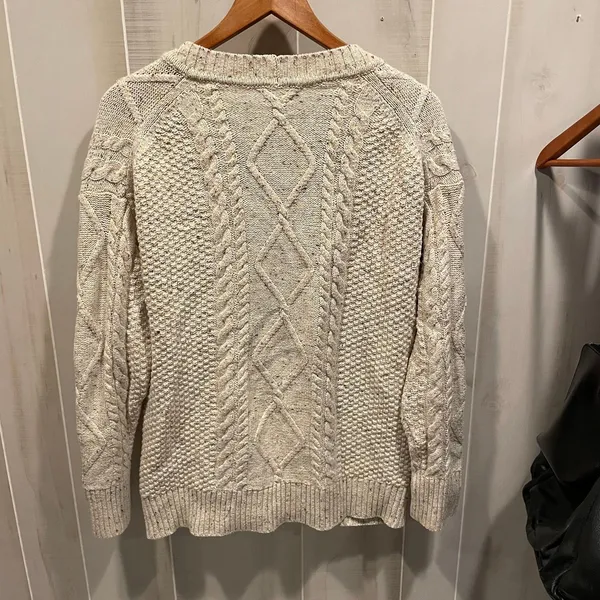 Cute J.Crew creamy oatmeal rainbow speckled shaker knit cardigan sweater pockets - Image 2