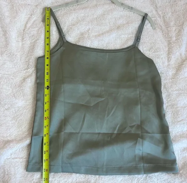 New Kawaii Green Satin Sleeveless Business Casual Minimalist Cami Tank Top - Image 6