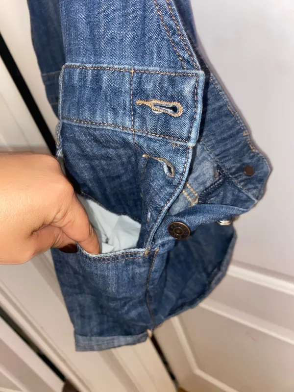 EXPRESS blue denim overalls / romper with adjustable straps and pockets size 8 - Image 9
