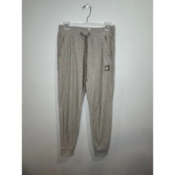 Alo Yoga Muse Ribbed Jogger Sweatpants Gravel Heather Sz S - Image 2