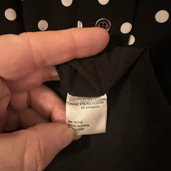 LDT Adrienne Polka Dot Black and White Belted Button Up Midi Dress‎ Size 8 - Image 6