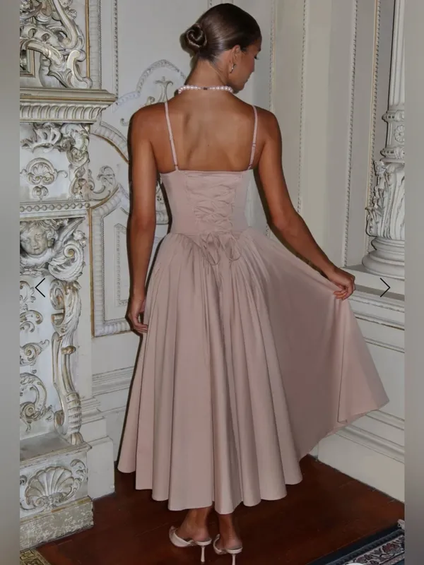 Babyboo NWT Women Medium Blush Soft Dusty Pink Balletcore Midi Princess Dress - Image 4