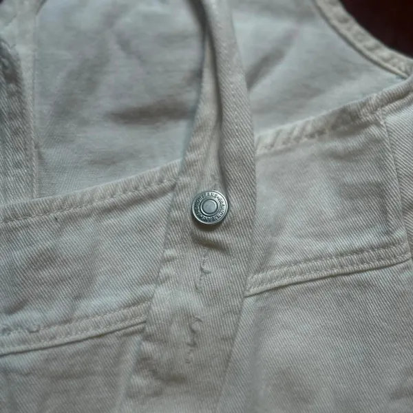 Davi & Dani White Button Front Pinafore Overall Dress Medium - Image 5
