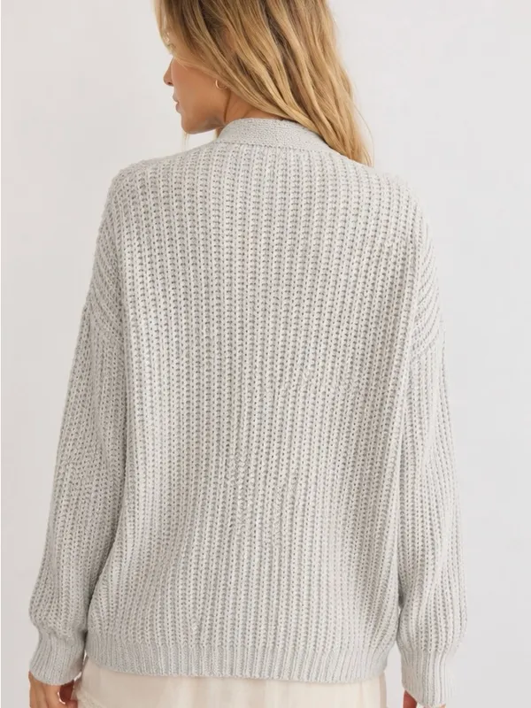 American Eagle Outfitters Open-Front Chunky Knit Cardigan Light Blue Size Small - Image 10