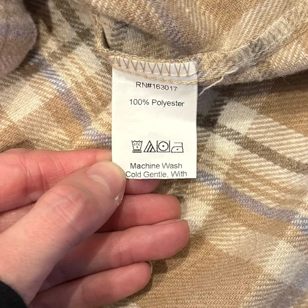 Princess Polly Flannel Plaid Tan Shacket Button Down Fall Size 8 - Image 3