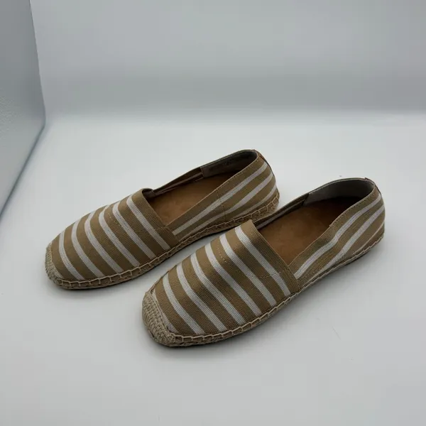 Vionic 356 Valeri Tan White Striped Canvas Espadrille Flats Size 9 Coastal Beach - Image 2