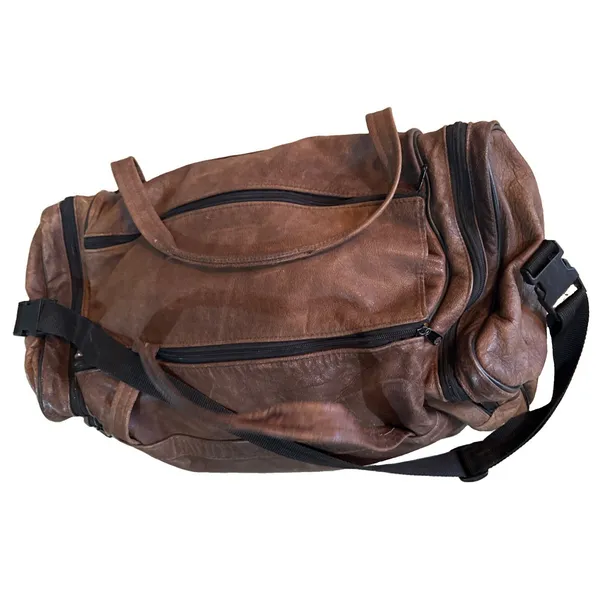 Vintage Eagle Creek Brown Leather Duffle Bag Travel Carry On Weekender 22" - Image 3