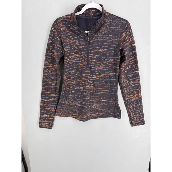 Nike Womens Quarter Zip Pullover Dri-FIT Copper Crackle Print Gray Medium - Image 2