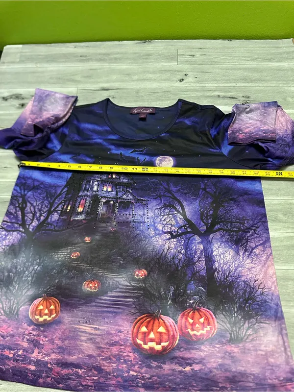 Gloria Vanderbilt Purple Ombre Halloween Pumpkin Long Sleeve Tee L - Image 5