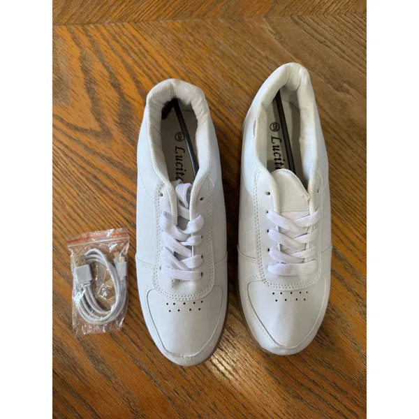Lucita White PU LED Light‎ Up Sneakers LIGHT-001 Womens Size 9 USB NOT TESTED - Image 2