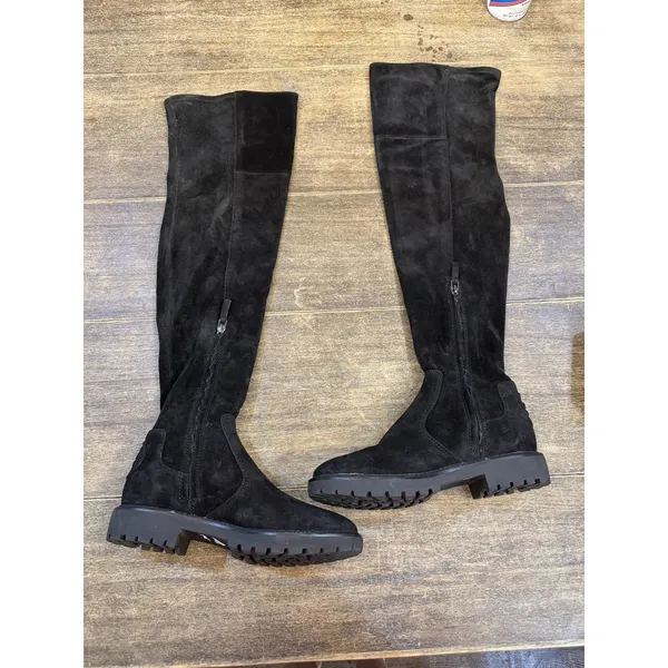 Tory Burch Black Suede Logo Miller Over the Knee Tall Logo Boot Shoes Size 7.5 - Image 3