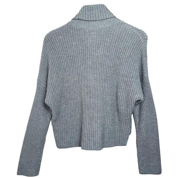 Abercrombie & Fitch Heather Gray Chunky Knit Cropped Turtleneck Sweater Size S - Image 3