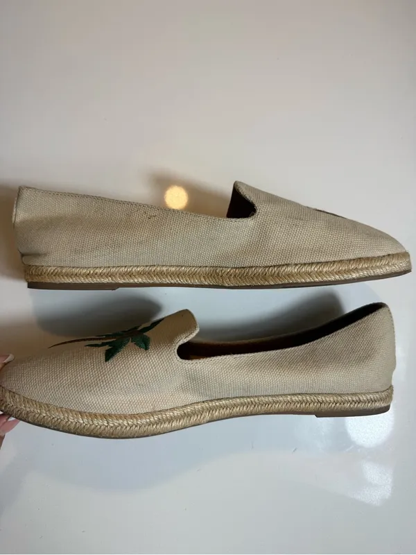 J.Crew Factory Tropical Embroidered Slip-On Espadrilles PalmTree Coconut Size9.5 - Image 3