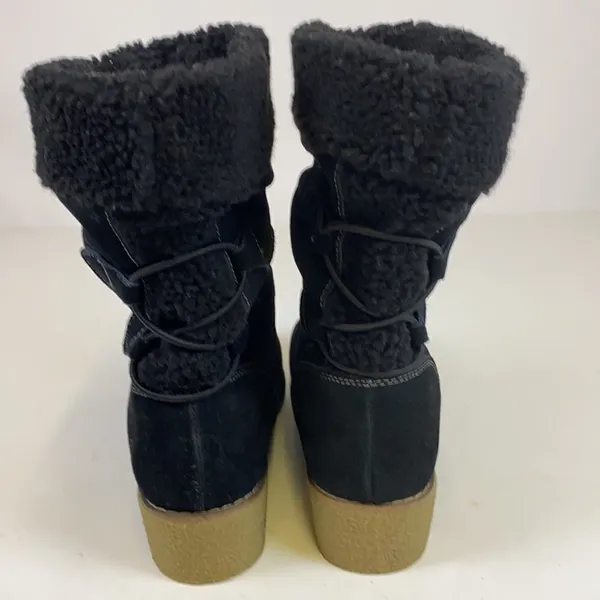 LANDS END Gray‎ Suede Sherpa Lined Boots Size 10D C1 - Image 7