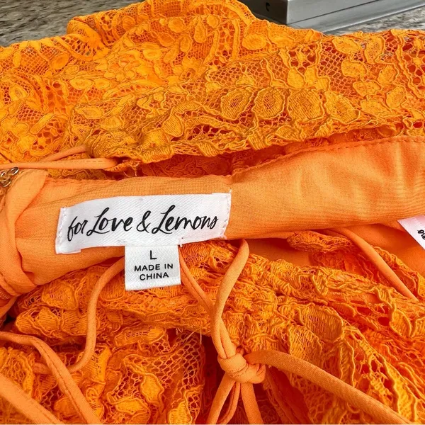 For Love And Lemons Bright Orange Jamie Lace Dress - Image 12
