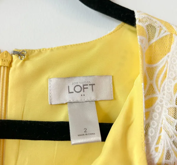 Loft Yellow Crochet Lace Sheath Sleeveless Summer Dress Size 2 NWOT - Image 4