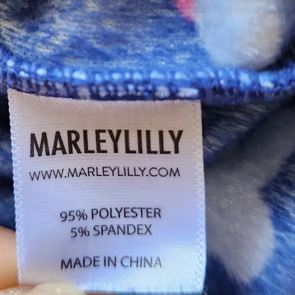 Marleylilly Pajama Women M Blue Floral Plush Long‎ Sleeve Short Set - Image 6