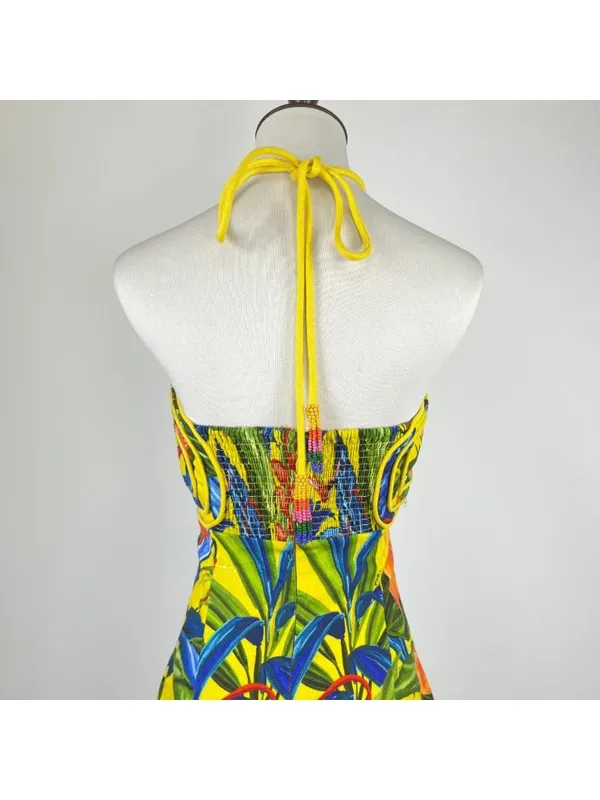 NWOT Farm Rio Bright Nature Linen Halter Mini Dress Size XS - Image 9