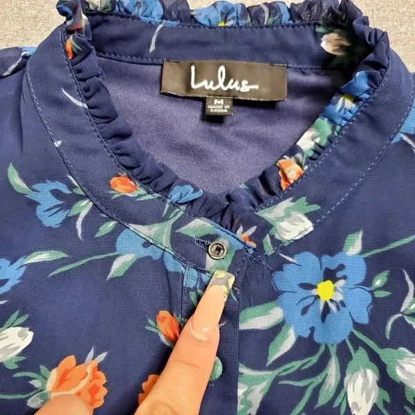 Lulu's‎ Blue Floral Mock Neck Dress - Image 7