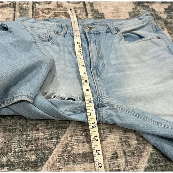 American Eagle Mom Straight Ripped Jean Blue Size 4 - Image 10