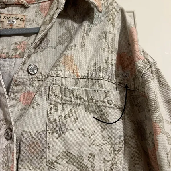 We The Free People Opal Swing‎ Floral Denim Jacket Bohemian - Image 6