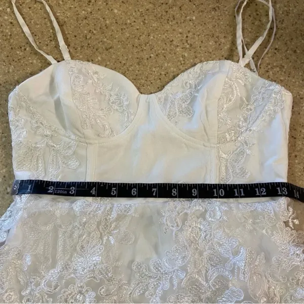 NWOT Lulus Eternal Passion White Lace Bustier Peplum Mermaid Maxi Dress - Image 7