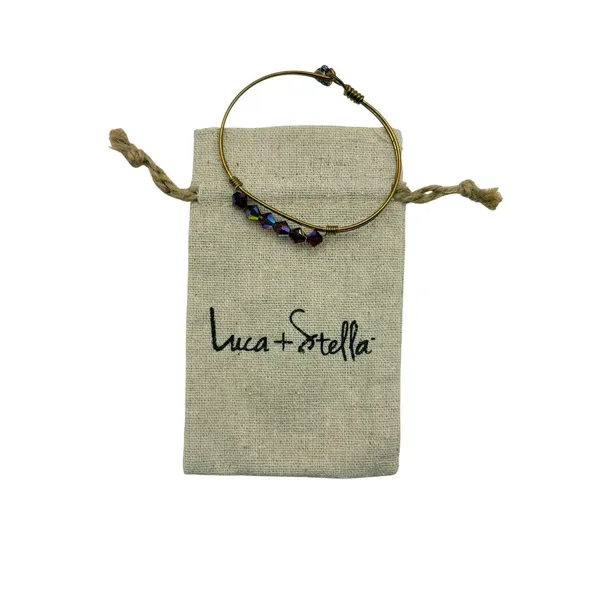 Luca +‎ Danni Bangle Bracelet Brass Green Faceted Glass Bead Stackable L+S USA - Image 8
