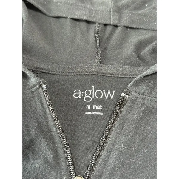 EUC Womens A:GLOW maternity 1/4 quarter zip hooded stretch pullover black size M - Image 2